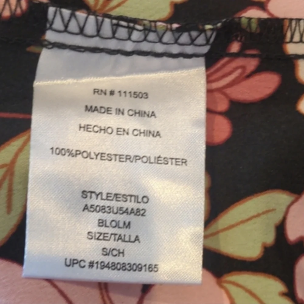 Lily Rose Black and Pink Floral Smocked Bodice Midi Dress size Small